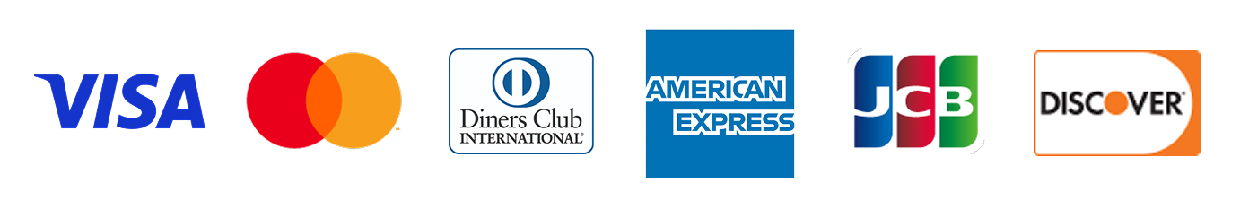 ご利用可能なクレジットカード：JCB、VISA、Mastercard、AMERICAN EXPRESS、Diners Club